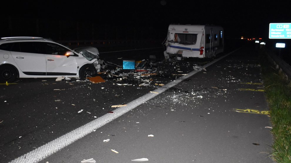 Unfall auf der A1 bei Wallenhorst am Freitagabend. Foto: Polizei Osnabrück